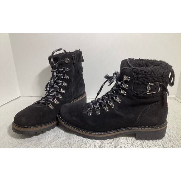 Pajar paulina lace up suede boots black womens size 8-8.5 - Picture 2 of 7